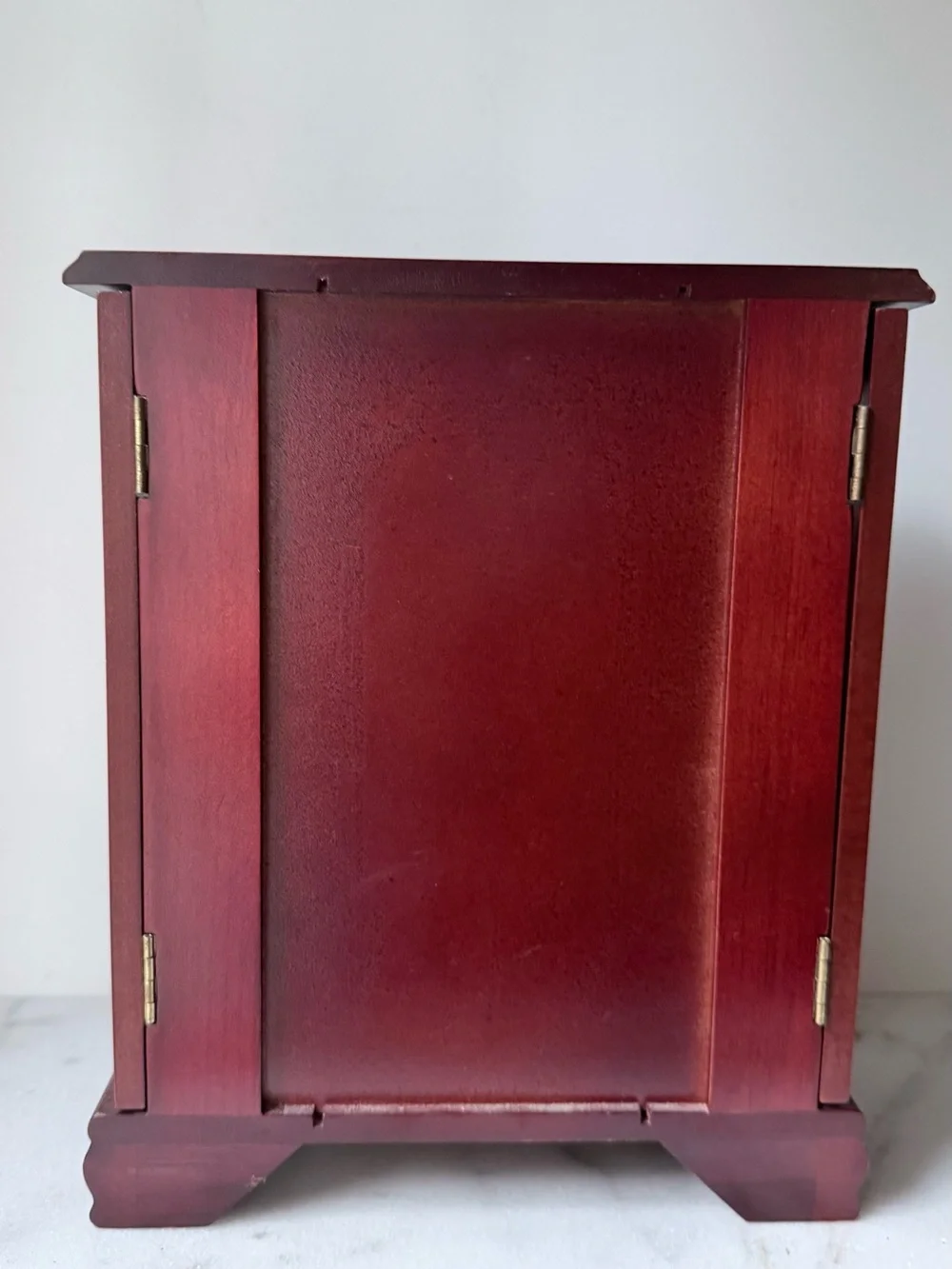 Wooden Jewelry Armoire Chest in Deep Red - Classic Storage Organizer